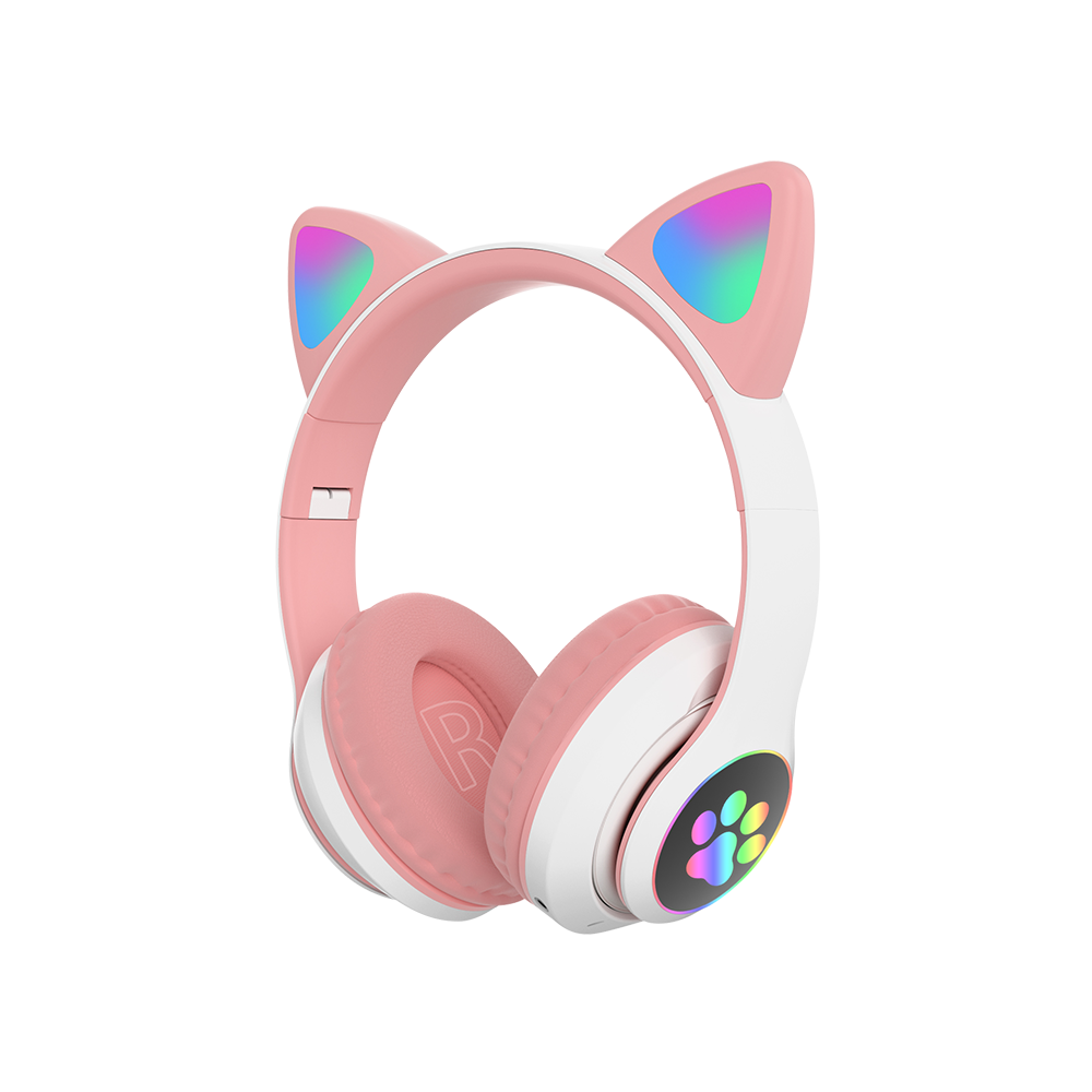  Yu Yang Cute Cat Ear Design Earphones for Girls with LED Flash Lights